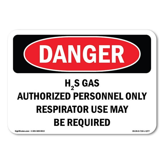 OSHA Danger Sign - H2S Gas Authorized Personnel Only | Aluminum Sign | Protect Your Business, Construction Site, Warehouse & Shop Area | Made in The USA