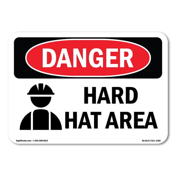 OSHA Danger Sign - Hard Hat Area | Aluminum Sign | Protect Your Business, Construction Site, Warehouse & Shop Area | Made in The USA