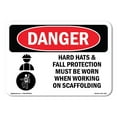 thumbnail image 1 of OSHA Danger Sign - Hard Hats Fall Protection Worn Scaffolding |  Aluminum Sign | Protect Your Business, Construction Site, Shop Area |  Made in The USA, 1 of 6