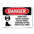 thumbnail image 1 of OSHA Danger Sign - Hard Hats Safety Glasses Shoes Required |  Aluminum Sign | Protect Your Business, Construction Site, Shop Area |  Made in The USA, 1 of 6