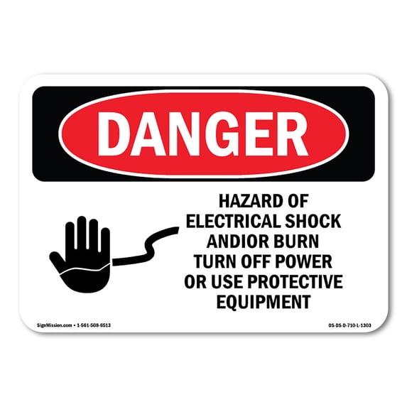 OSHA Danger Sign - Hazard Electrical Shock Burn Turn Off Power | Aluminum Sign | Protect Your Business, Construction Site, Shop Area | Made in The USA