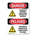 thumbnail image 1 of SignMission OS-DS-A-1218-VS-1659 12 x 18 in. OSHA Danger Sign - Hazardous Material Check MSDS Bilingual, 1 of 6