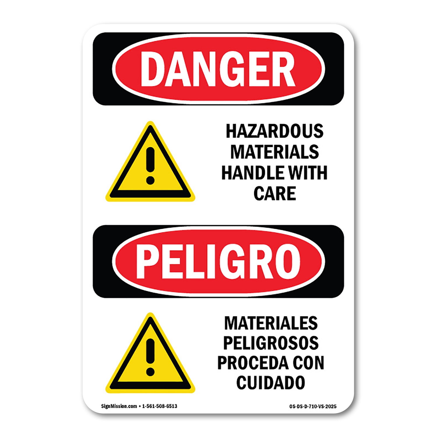 SignMission OS-DS-A-1218-VS-2025 12 x 18 in. OSHA Danger Sign ...