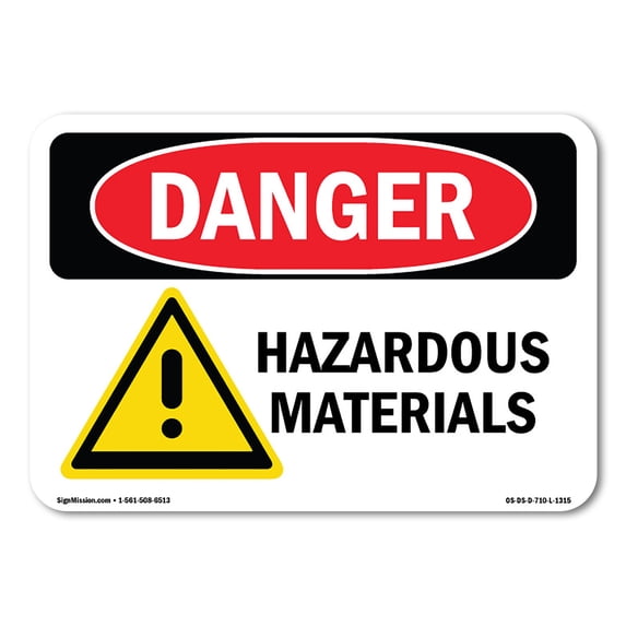 SignMission OS-DS-A-1218-L-1315 12 x 18 in. OSHA Danger Sign - Hazardous Materials