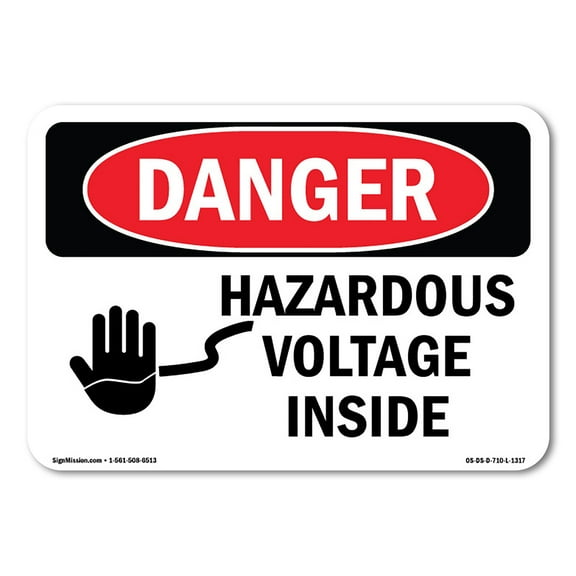 SignMission OS-DS-A-1218-L-1317 12 x 18 in. OSHA Danger Sign - Hazardous Voltage Inside
