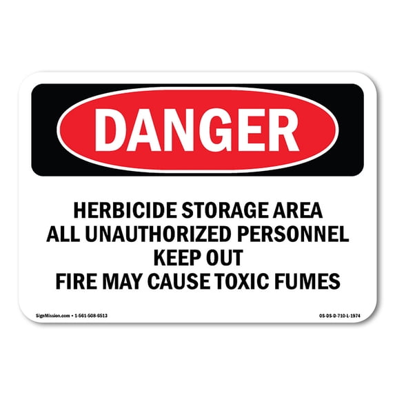 SignMission OS-DS-A-1218-L-1974 12 x 18 in. OSHA Danger Sign - Herbicide Storage Area