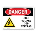 thumbnail image 1 of OSHA Danger Sign - High Voltage 300 Volts AC |  Aluminum Sign | Protect Your Business, Construction Site, Warehouse & Shop Area |  Made in The USA, 1 of 6