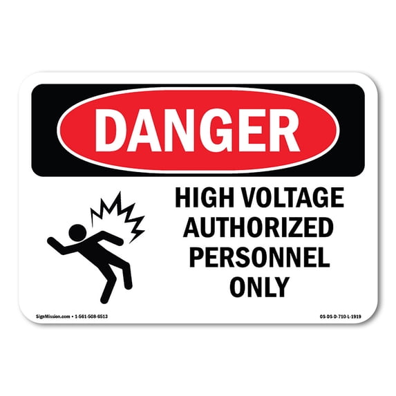 OSHA Danger Sign - High Voltage Authorized | Aluminum Sign | Protect Your Business, Construction Site, Warehouse & Shop Area | Made in The USA