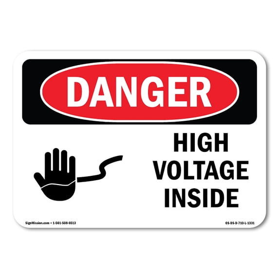 SignMission OS-DS-A-1218-L-1331 12 x 18 in. OSHA Danger Sign - High Voltage Inside