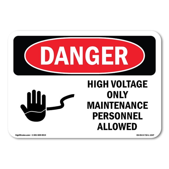 OSHA Danger Sign - High Voltage Only Maintenance Personnel | Aluminum Sign | Protect Your Business, Construction Site, Shop Area | Made in The USA
