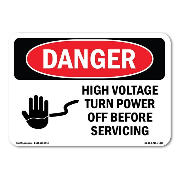 OSHA Danger Sign - High Voltage Turn Power Off Before Servicing |  Aluminum Sign | Protect Your Business, Construction Site, Shop Area |  Made in The USA