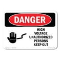 thumbnail image 1 of OSHA Danger Sign - High Voltage Unauthorized Persons Keep Out |  Aluminum Sign | Protect Your Business, Construction Site, Shop Area |  Made in The USA, 1 of 6