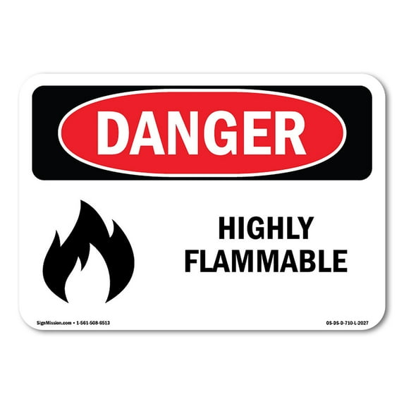 OSHA Danger Sign - Highly Flammable | Aluminum Sign | Protect Your Business, Construction Site, Warehouse & Shop Area | Made in The USA