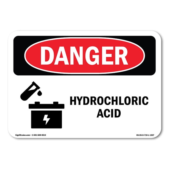 OSHA Danger Sign - Hydrochloric Acid | Aluminum Sign | Protect Your Business, Construction Site, Warehouse & Shop Area | Made in The USA