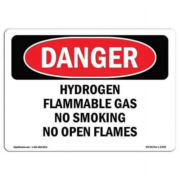 SignMission 12 x 18 in. OSHA Danger Sign - Hydrogen Flammable Gas No Smoking No Open Flames