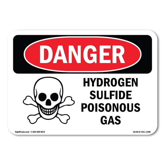 OSHA Danger Sign - Hydrogen Sulfide Poisonous Gas | Aluminum Sign | Protect Your Business, Construction Site, Warehouse & Shop Area | Made in The USA