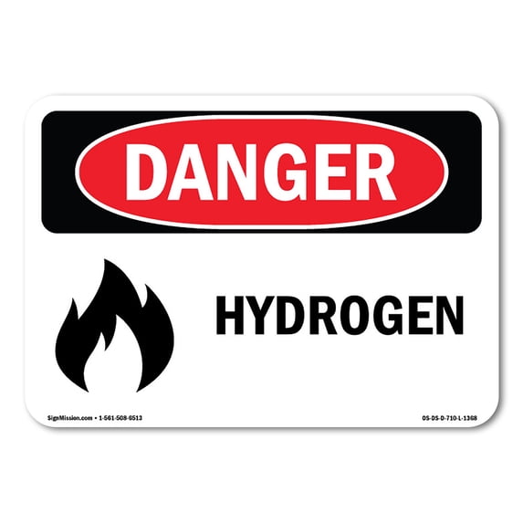 OSHA Danger Sign - Hydrogen | Aluminum Sign | Protect Your Business, Construction Site, Warehouse & Shop Area | Made in The USA