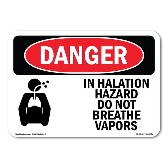 OSHA Danger Sign - Inhalation Hazard Do Not Breathe Vapors | Aluminum Sign | Protect Your Business, Construction Site, Shop Area | Made in The USA