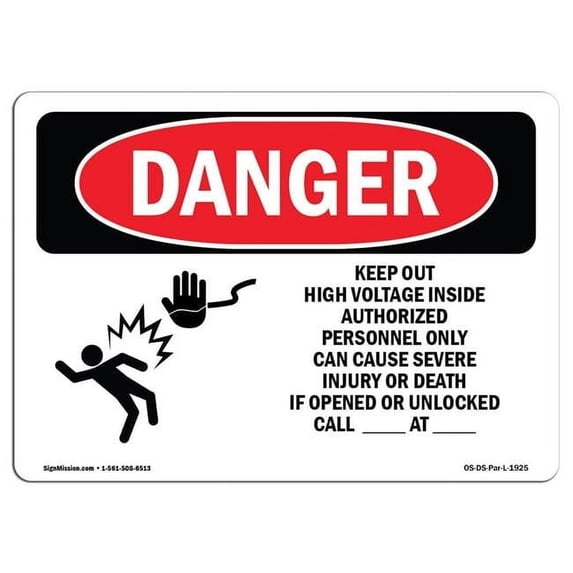 OSHA Danger Sign - Keep Out High Voltage | Aluminum Sign | Protect Your Business, Construction Site, Warehouse & Shop Area | Made in The USA