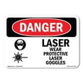 thumbnail image 1 of OSHA Danger Sign - Laser Wear Protective Laser Goggles |  Aluminum Sign | Protect Your Business, Construction Site, Warehouse & Shop Area |  Made in The USA, 1 of 6
