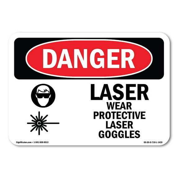 OSHA Danger Sign - Laser Wear Protective Laser Goggles | Aluminum Sign | Protect Your Business, Construction Site, Warehouse & Shop Area | Made in The USA