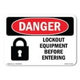 thumbnail image 1 of OSHA Danger Sign - Lockout Equipment Before Entering |  Aluminum Sign | Protect Your Business, Construction Site, Warehouse & Shop Area |  Made in The USA, 1 of 6