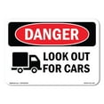 thumbnail image 1 of OSHA Danger Sign - Look Out For Cars |  Aluminum Sign | Protect Your Business, Construction Site, Warehouse & Shop Area |  Made in The USA, 1 of 6