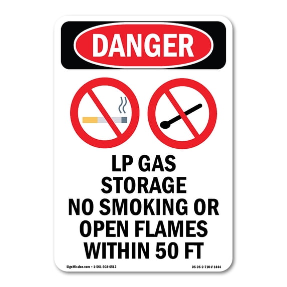 OSHA Danger Sign - LP Gas Storage No Smoking | Aluminum Sign | Protect Your Business, Construction Site, Warehouse & Shop Area | Made in The USA