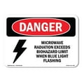 thumbnail image 1 of OSHA Danger Sign - Microwave Radiation Blue Light Flashing |  Aluminum Sign | Protect Your Business, Construction Site, Shop Area |  Made in The USA, 1 of 6