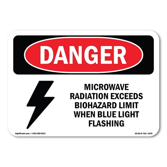 OSHA Danger Sign - Microwave Radiation Blue Light Flashing | Aluminum Sign | Protect Your Business, Construction Site, Shop Area | Made in The USA