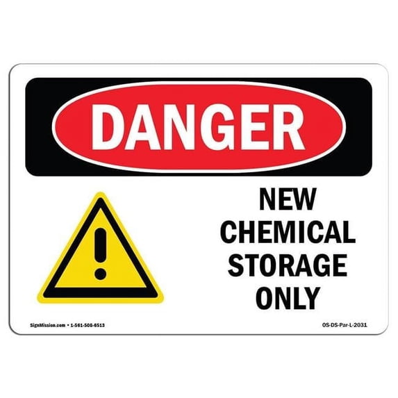 OSHA Danger Sign - New Chemical Storage Only | Aluminum Sign | Protect Your Business, Construction Site, Warehouse & Shop Area | Made in The USA