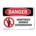 thumbnail image 1 of OSHA Danger Sign - No Admittance Without Authorization |  Aluminum Sign | Protect Your Business, Construction Site, Warehouse & Shop Area |  Made in The USA, 1 of 6