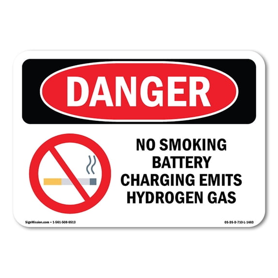 OSHA Danger Sign - No Smoking Battery Charging Area | Aluminum Sign | Protect Your Business, Construction Site, Warehouse & Shop Area | Made in The USA