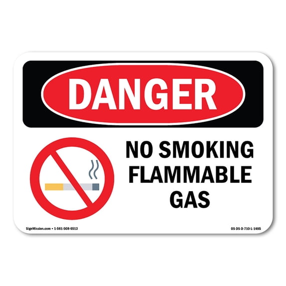 OSHA Danger Sign - No Smoking Flammable Gas | Aluminum Sign | Protect Your Business, Construction Site, Warehouse & Shop Area | Made in The USA