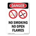 thumbnail image 1 of OSHA Danger Sign -  No Smoking No Open Flames |  Aluminum Sign | Protect Your Business, Construction Site, Warehouse & Shop Area |  Made in The USA, 1 of 6