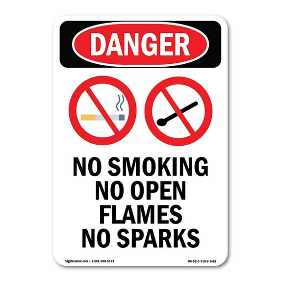 OSHA Danger Sign - No Smoking No Open | Aluminum Sign | Protect Your Business, Construction Site, Warehouse & Shop Area | Made in The USA