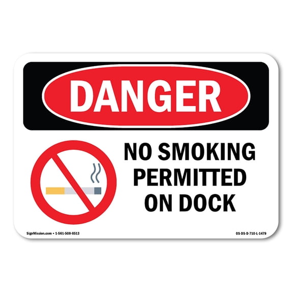 OSHA Danger Sign - No Smoking Permitted On Dock | Aluminum Sign | Protect Your Business, Construction Site, Warehouse & Shop Area | Made in The USA