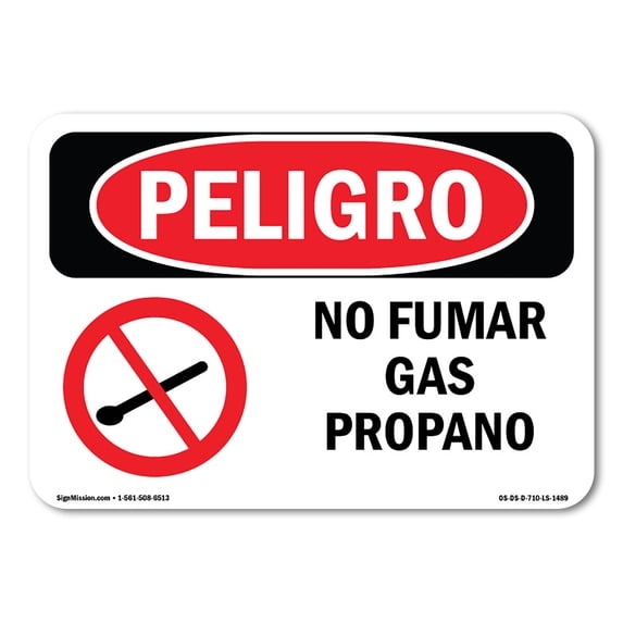 OSHA Danger Sign - No Smoking Propane Spanish | Aluminum Sign | Protect Your Business, Construction Site, Warehouse & Shop Area | Made in The USA