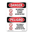thumbnail image 1 of OSHA Danger Sign - No Smoking Or Open Flames 50 Feet Bilingual |  Aluminum Sign | Protect Your Business, Construction Site, Shop Area |  Made in The USA, 1 of 6