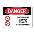 thumbnail image 1 of OSHA Danger Sign - No Smoking Or Open Flames Within 50 Feet |  Aluminum Sign | Protect Your Business, Construction Site, Shop Area |  Made in The USA, 1 of 6