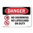 thumbnail image 1 of SignMission OS-DS-A-1218-L-1711 12 x 18 in. OSHA Danger Sign - No Swimming No Lifeguard on Duty, 1 of 6