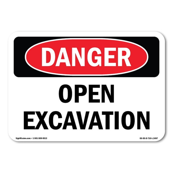 OSHA Danger Sign - Open Excavation | Aluminum Sign | Protect Your Business, Construction Site, Warehouse & Shop Area | Made in The USA