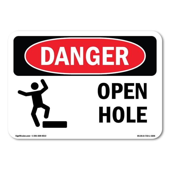 OSHA Danger Sign - Open Hole | Aluminum Sign | Protect Your Business, Construction Site, Warehouse & Shop Area | Made in The USA