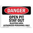 thumbnail image 1 of OSHA Danger Sign - Open Pit Stay Out Blasting Area |  Aluminum Sign | Protect Your Business, Construction Site, Warehouse & Shop Area |  Made in The USA, 1 of 6