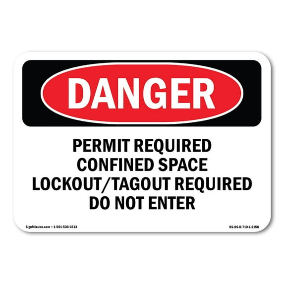 OSHA Danger Sign - Permit Required Confined Space Lockout Tagout | Aluminum Sign | Protect Your Business, Construction Site, Shop Area | Made in The USA
