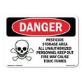 thumbnail image 1 of OSHA Danger Sign - Pesticide Storage Fire Cause Toxic Fumes |  Aluminum Sign | Protect Your Business, Construction Site, Shop Area |  Made in The USA, 1 of 6