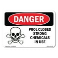 thumbnail image 1 of OSHA Danger Sign - Pool Closed Strong Chemicals In Use |  Aluminum Sign | Protect Your Business, Construction Site, Warehouse & Shop Area |  Made in The USA, 1 of 6