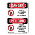 thumbnail image 1 of SignMission OS-DS-A-1218-VS-1635 12 x 18 in. OSHA Danger Sign - Pool is Closed for Repair Do Not Enter, 1 of 6