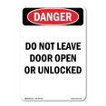 thumbnail image 1 of SignMission OS-DS-A-1218-V-1152 12 x 18 in. OSHA Danger Sign - Portrait Do Not Leave Door Open or Unlocked, 1 of 6