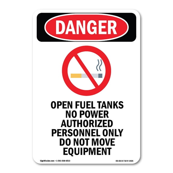 OSHA Danger Sign - Portrait Open Fuel Tanks | Aluminum Sign | Protect Your Business, Construction Site, Warehouse & Shop Area | Made in The USA